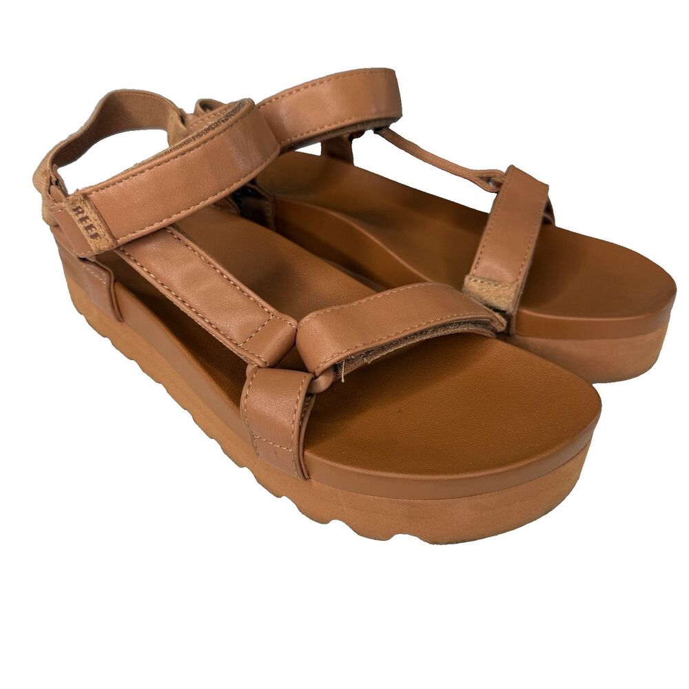 Reef Cushion Rem Hi Women’s 9.5 Brown Platform Sandals Adjustable Comfort Casual